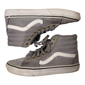 Vans Sk8-Hi Gray Canvas Sneakers w/ Gold Eyelets